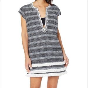 BLEU by ROD BEATTIE Fringed Poncho Style Dress, Doubles as a Swim Cover Up Sz: S